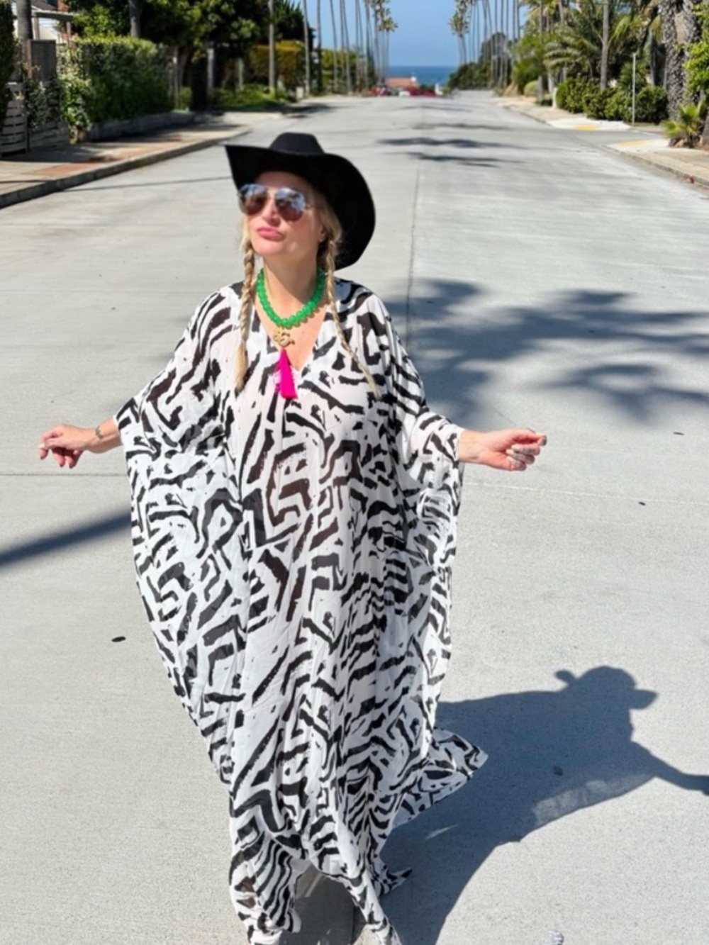 Black & White Abstract Maxi Kaftan